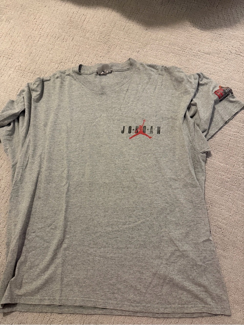 Jordan Gray Short Sleeve Tee with Red Jumpman Logo